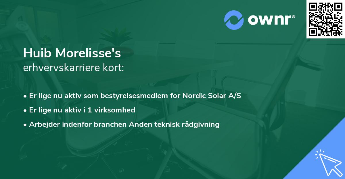 Huib Morelisse's erhvervskarriere kort