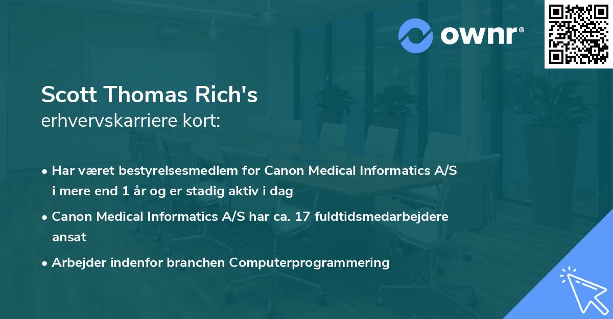 Scott Thomas Rich's erhvervskarriere kort