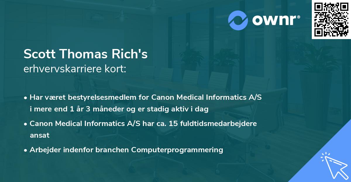 Scott Thomas Rich's erhvervskarriere kort