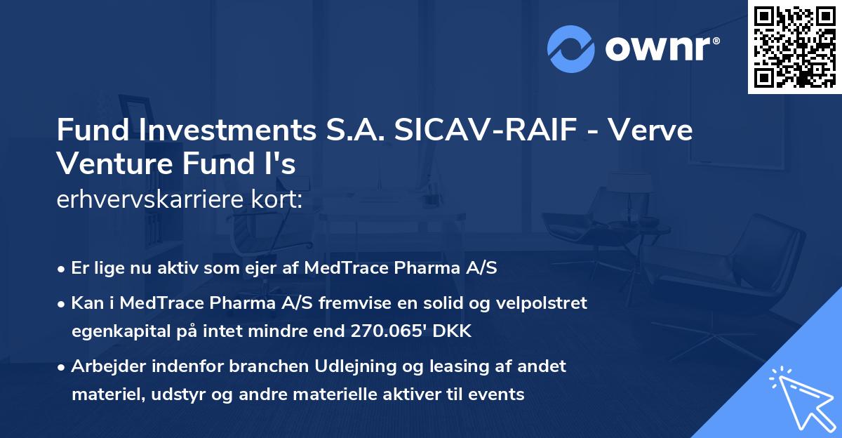 Fund Investments S.A. SICAV-RAIF - Verve Venture Fund I's erhvervskarriere kort