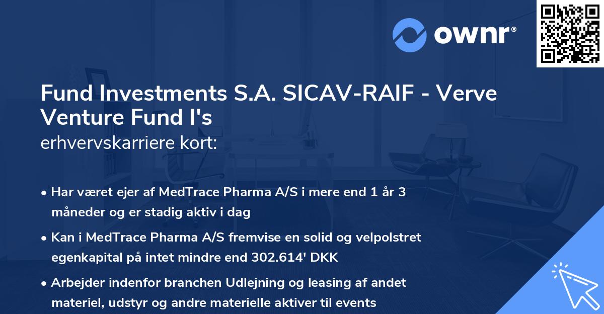Fund Investments S.A. SICAV-RAIF - Verve Venture Fund I's erhvervskarriere kort