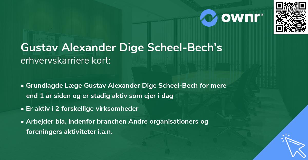 Gustav Alexander Dige Scheel-Bech's erhvervskarriere kort