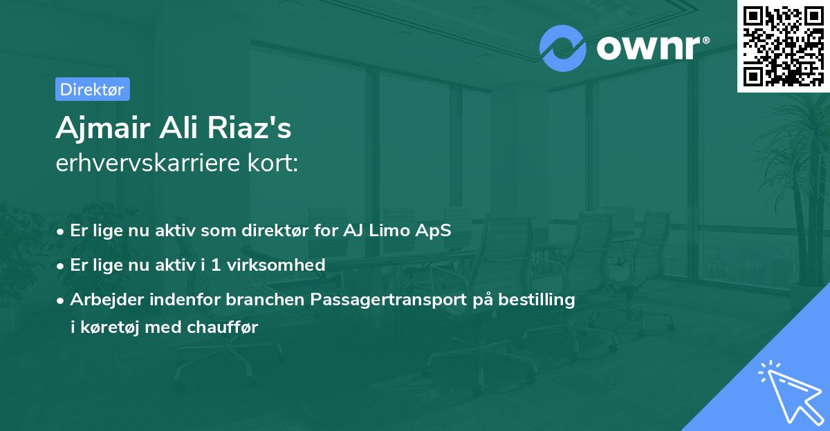 Ajmair Ali Riaz's erhvervskarriere kort