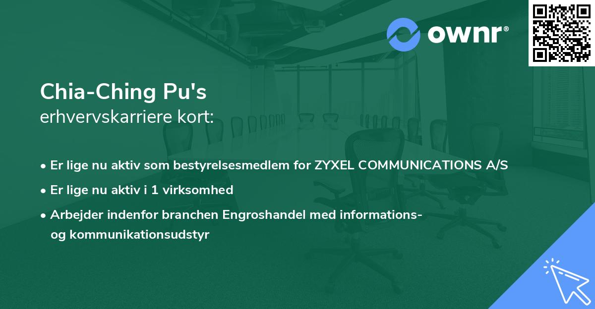 Chia-Ching Pu's erhvervskarriere kort