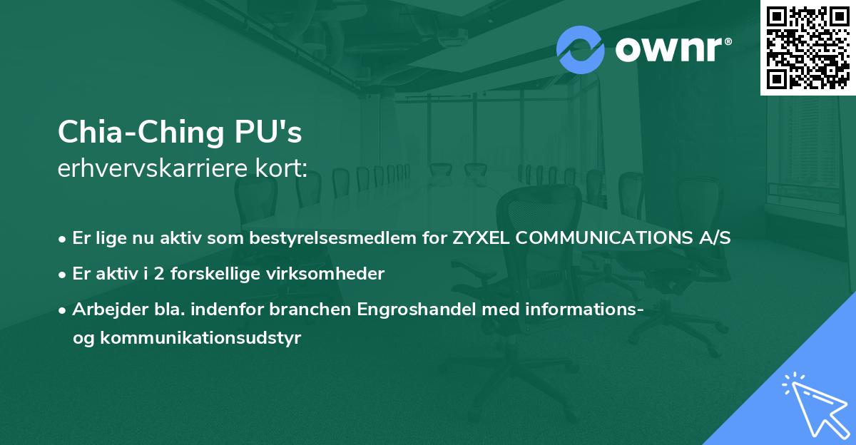 Chia-Ching PU's erhvervskarriere kort