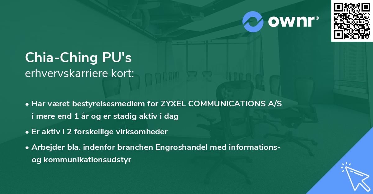 Chia-Ching PU's erhvervskarriere kort