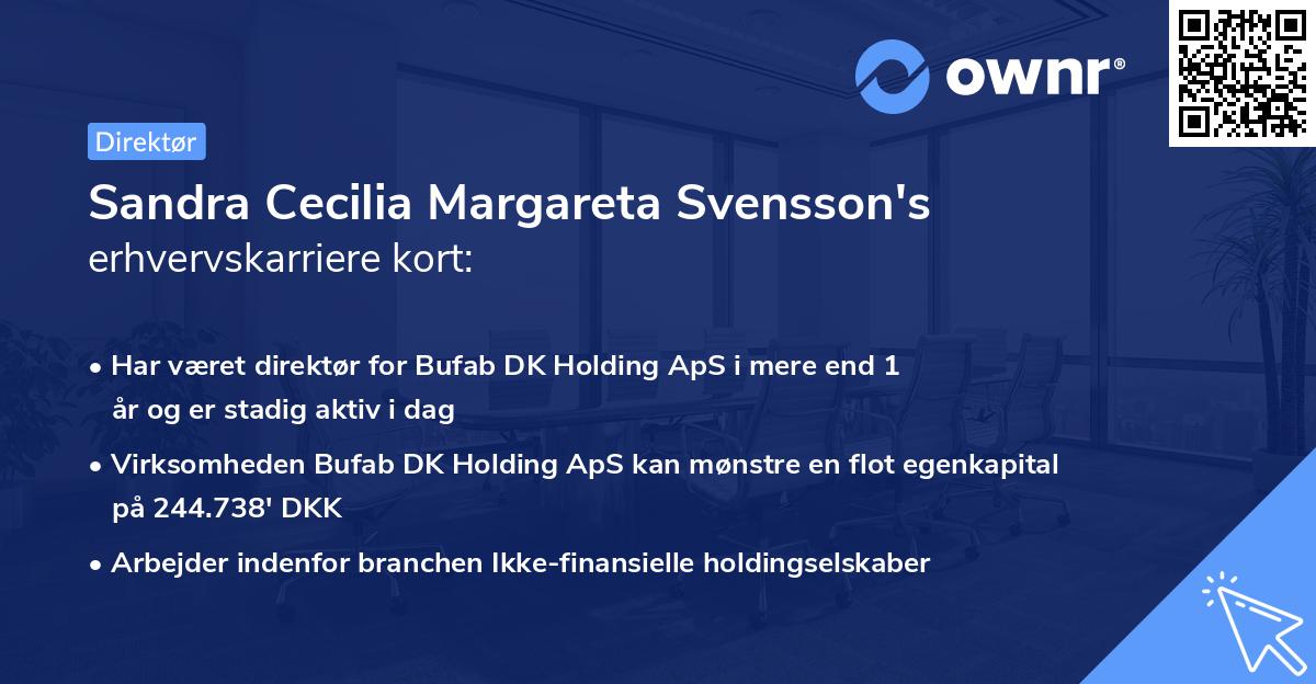 Sandra Cecilia Margareta Svensson's erhvervskarriere kort