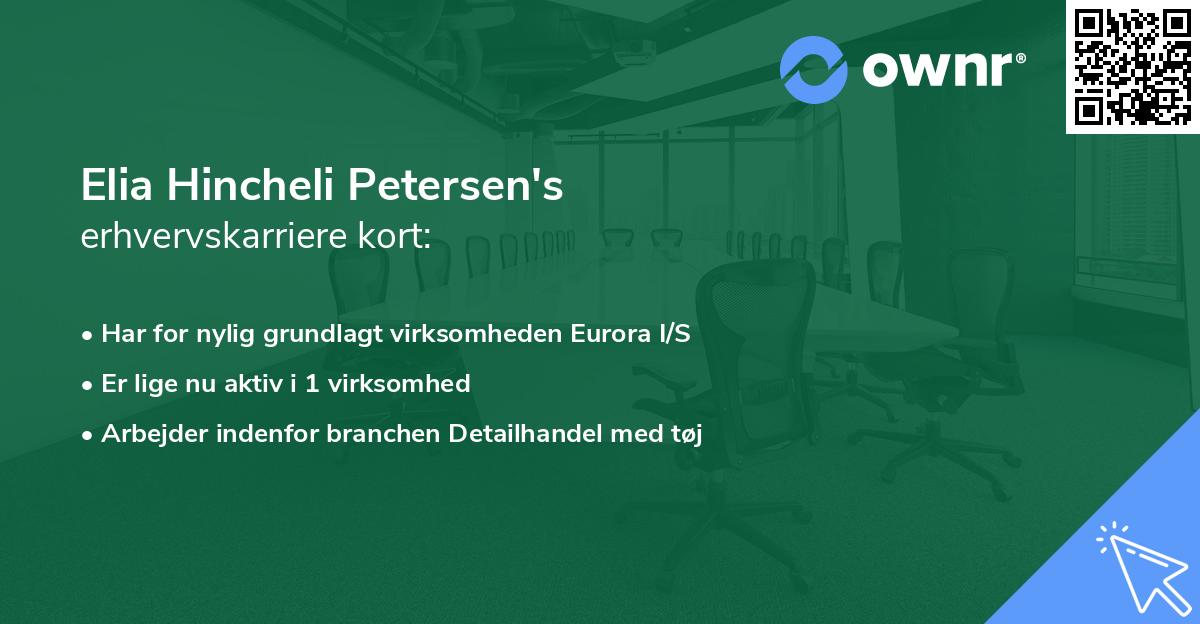 Elia Hincheli Petersen's erhvervskarriere kort