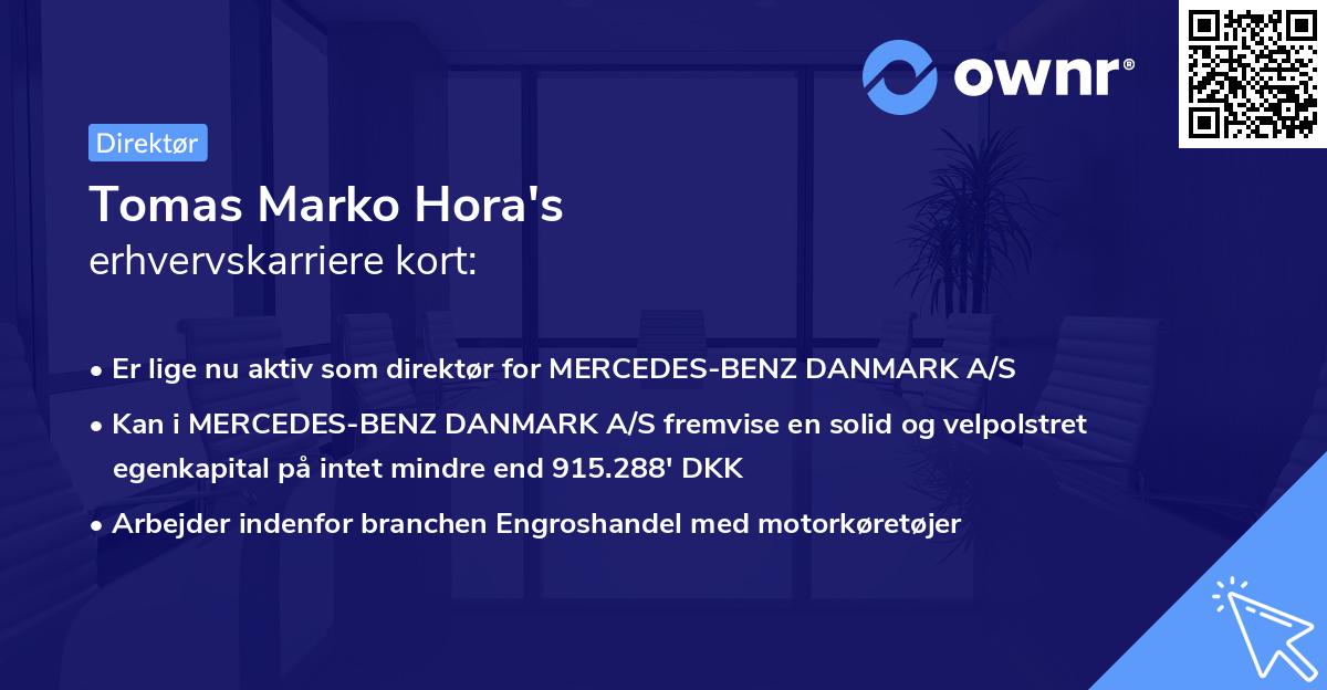 Tomas Marko Hora's erhvervskarriere kort
