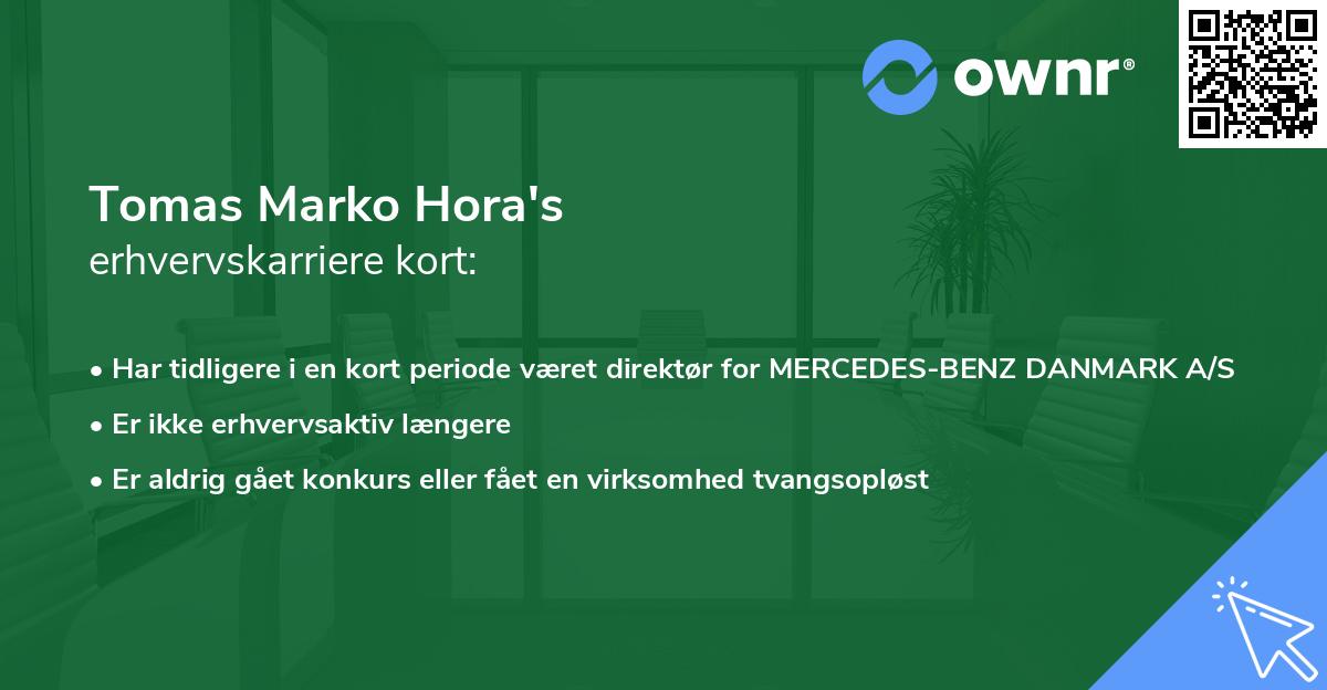 Tomas Marko Hora's erhvervskarriere kort