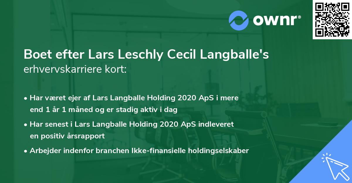 Boet efter Lars Leschly Cecil Langballe's erhvervskarriere kort