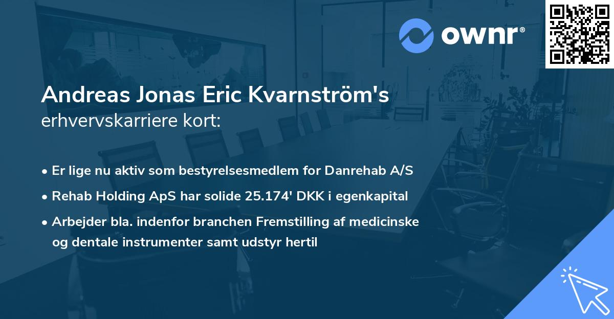 Andreas Jonas Eric Kvarnström's erhvervskarriere kort