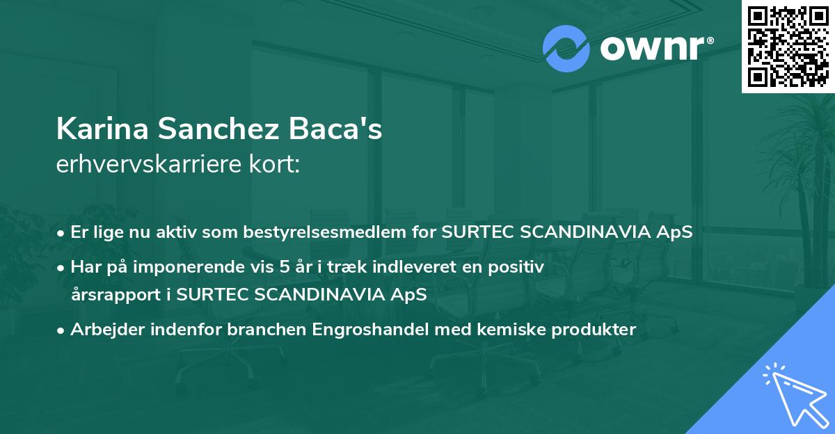 Karina Sanchez Baca's erhvervskarriere kort