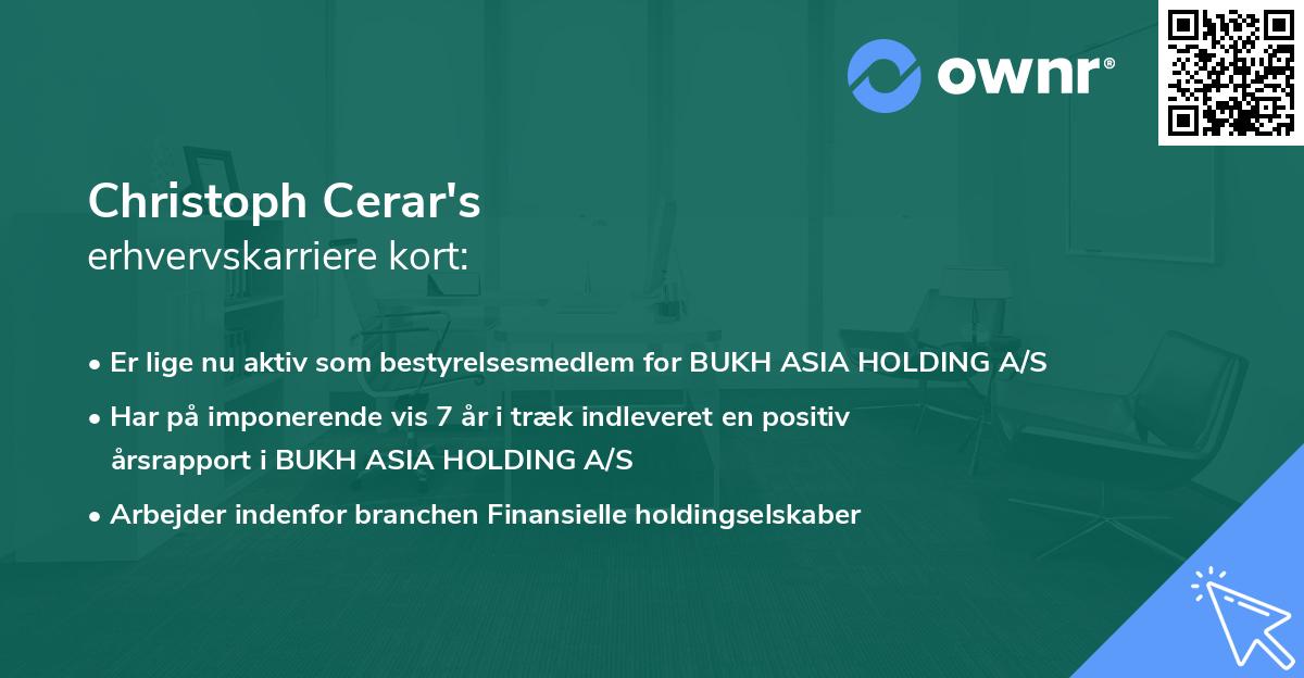 Christoph Cerar's erhvervskarriere kort