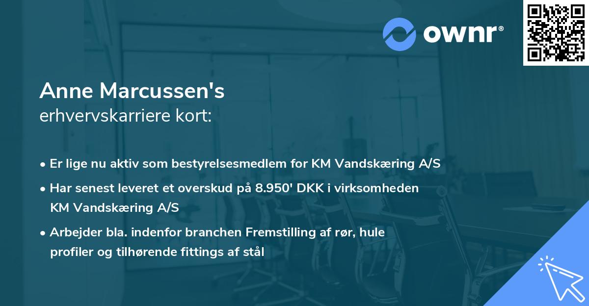 Anne Marcussen's erhvervskarriere kort