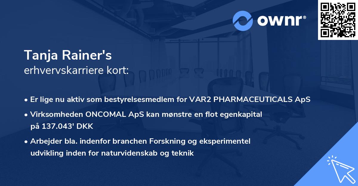 Tanja Rainer's erhvervskarriere kort