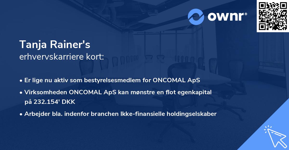 Tanja Rainer's erhvervskarriere kort