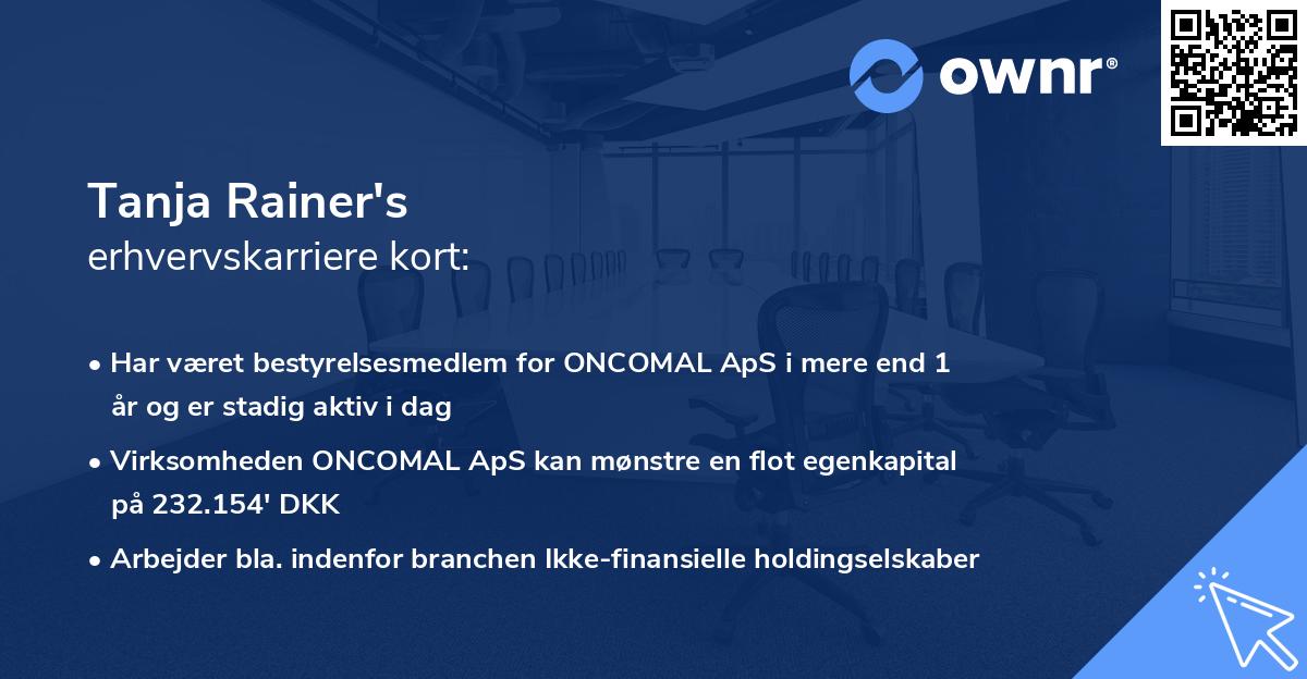 Tanja Rainer's erhvervskarriere kort