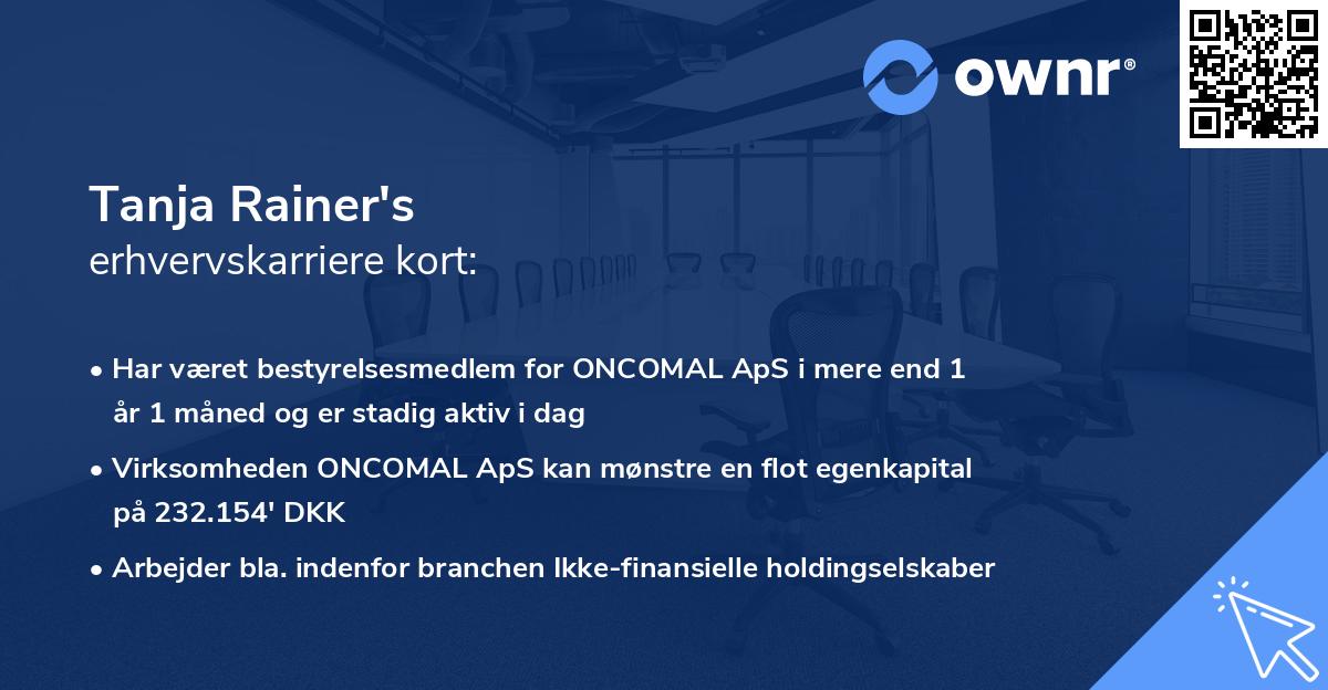 Tanja Rainer's erhvervskarriere kort