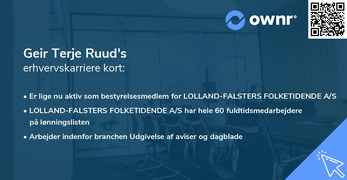 Geir Terje Ruud's erhvervskarriere kort