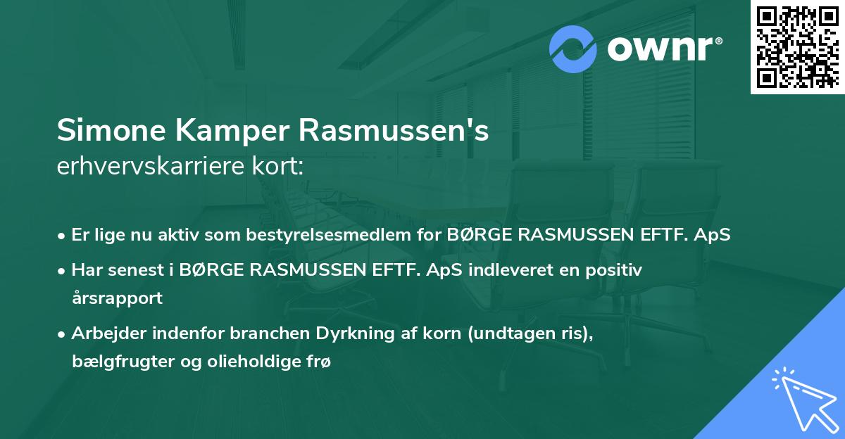 Simone Kamper Rasmussen's erhvervskarriere kort