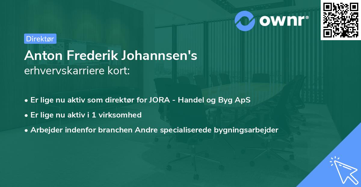 Anton Frederik Johannsen's erhvervskarriere kort