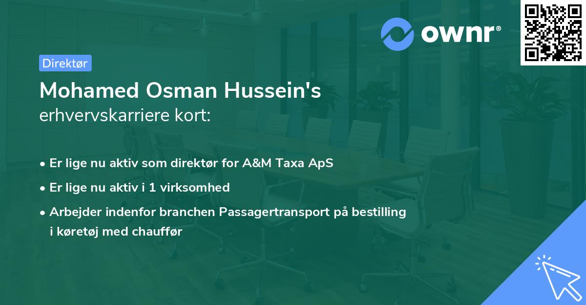 Mohamed Osman Hussein's erhvervskarriere kort