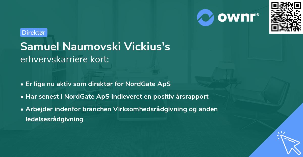 Samuel Naumovski Vickius's erhvervskarriere kort