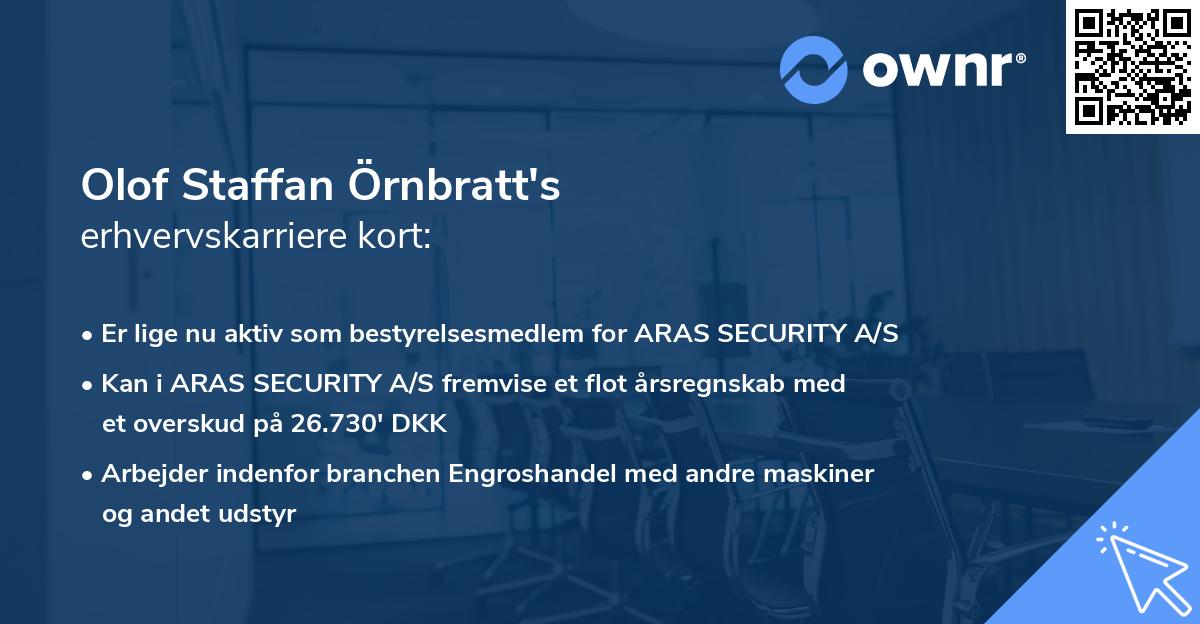 Olof Staffan Örnbratt's erhvervskarriere kort