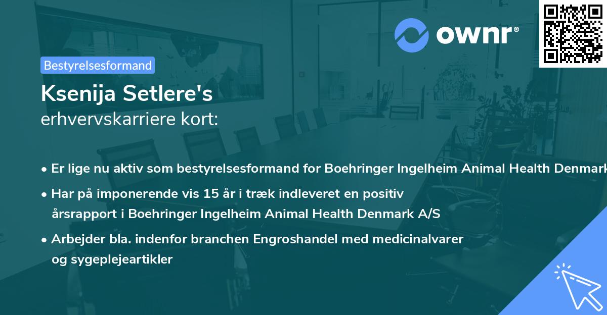 Ksenija Setlere's erhvervskarriere kort