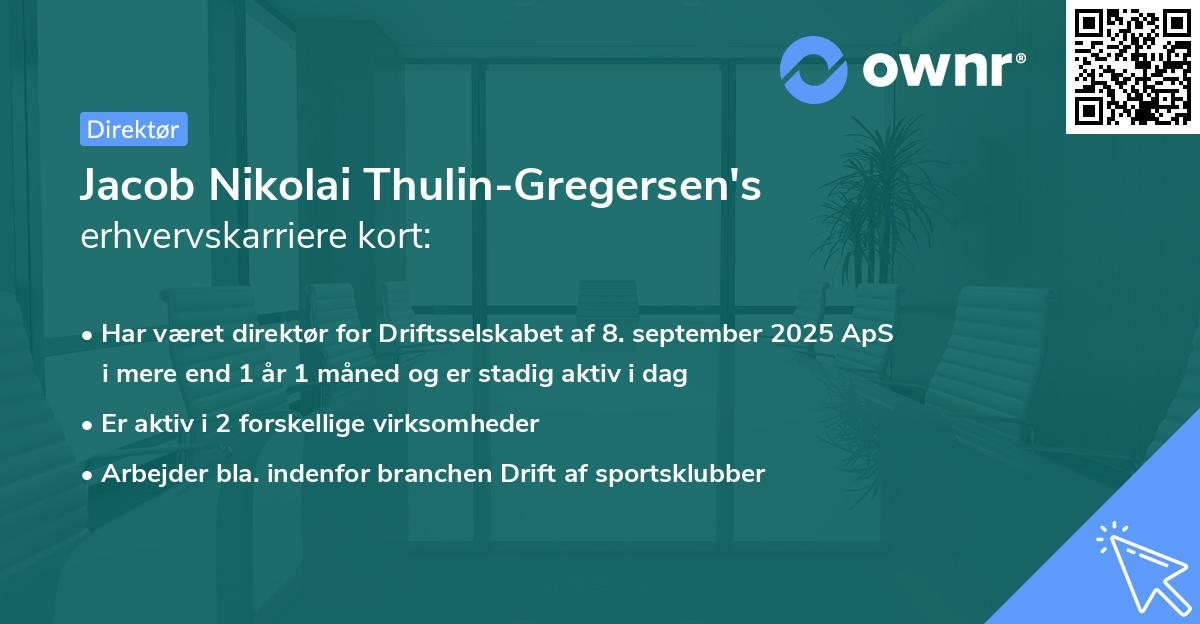 Jacob Nikolai Thulin-Gregersen's erhvervskarriere kort
