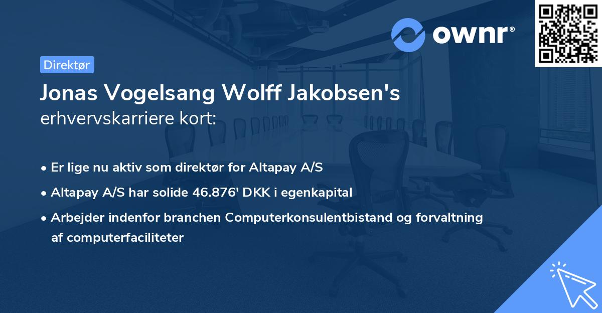 Jonas Vogelsang Wolff Jakobsen's erhvervskarriere kort