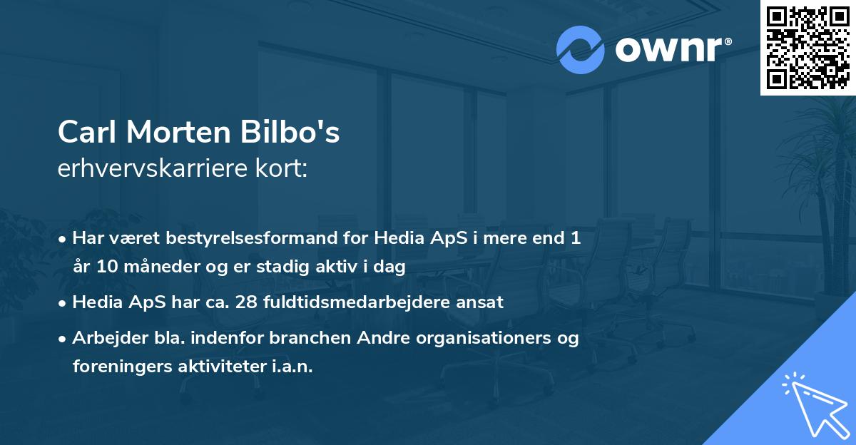 Carl Morten Bilbo's erhvervskarriere kort