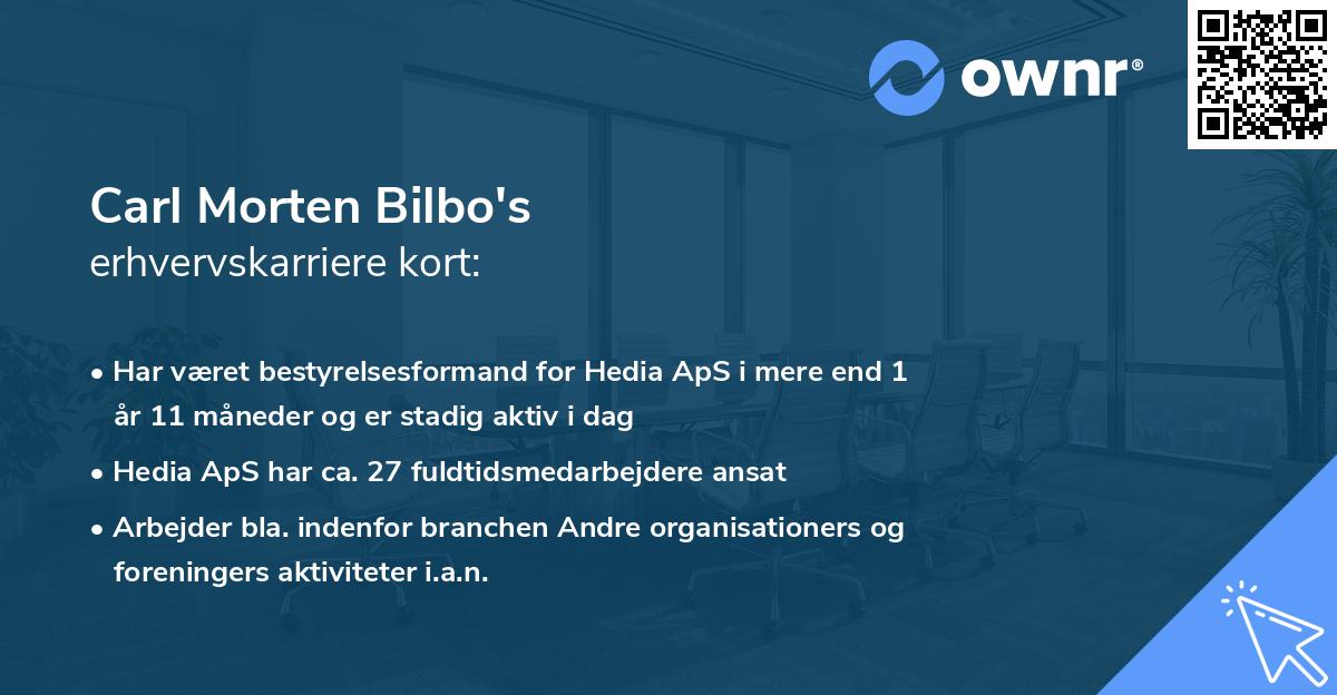 Carl Morten Bilbo's erhvervskarriere kort
