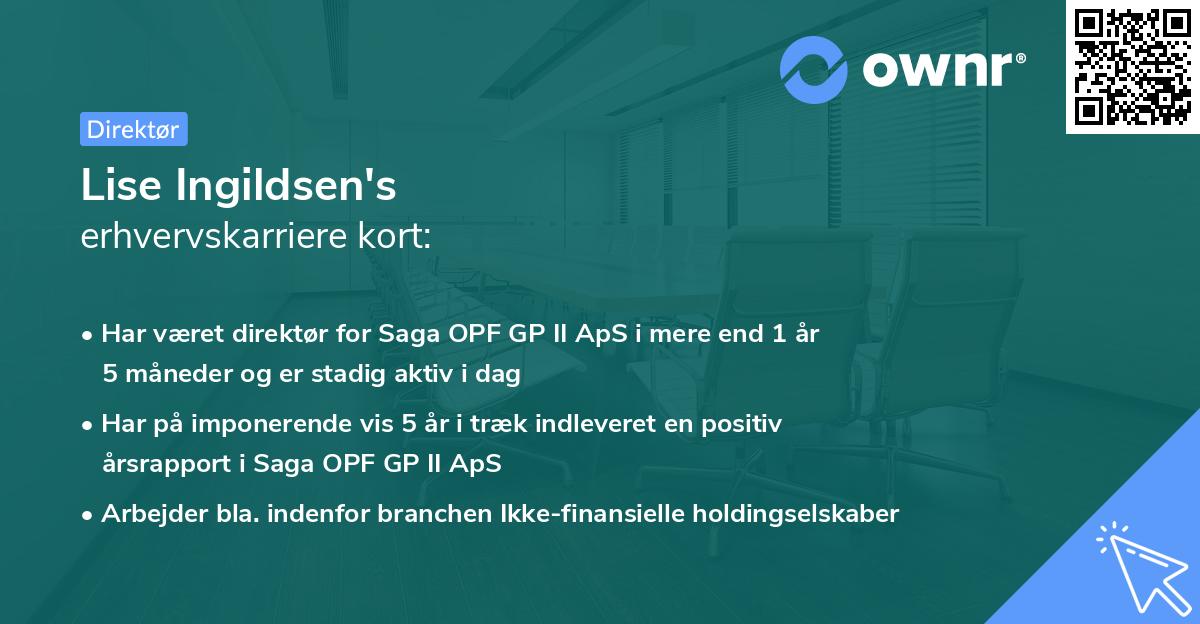 Lise Ingildsen's erhvervskarriere kort