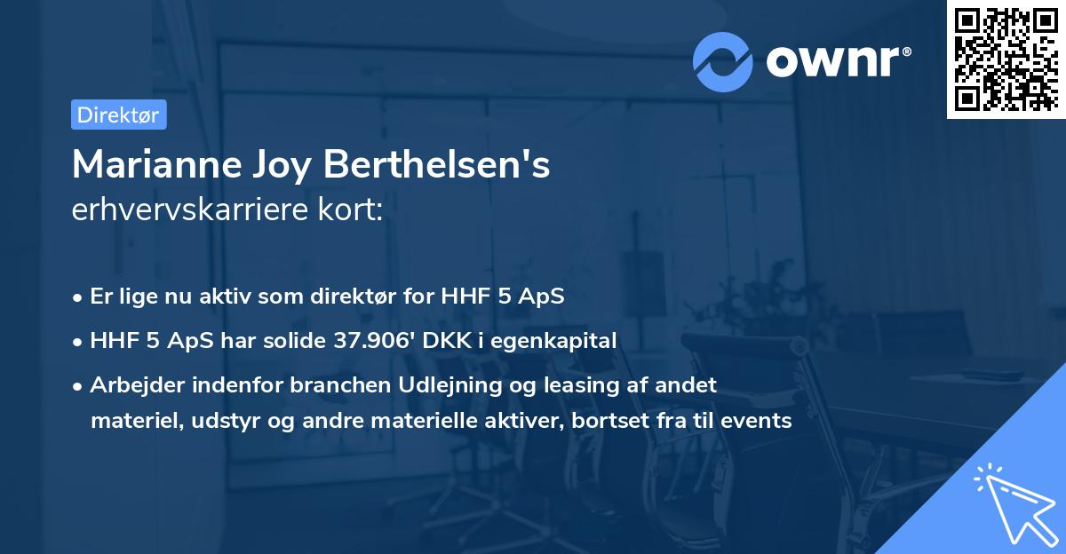 Marianne Joy Berthelsen's erhvervskarriere kort
