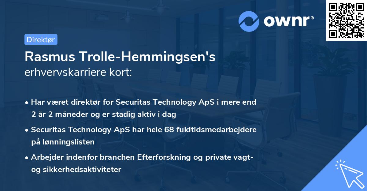 Rasmus Trolle-Hemmingsen's erhvervskarriere kort