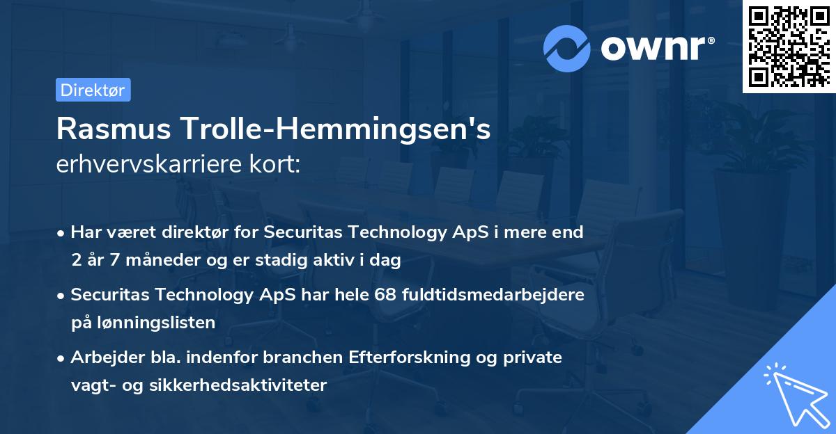 Rasmus Trolle-Hemmingsen's erhvervskarriere kort