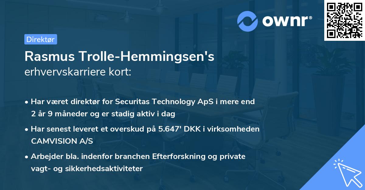 Rasmus Trolle-Hemmingsen's erhvervskarriere kort