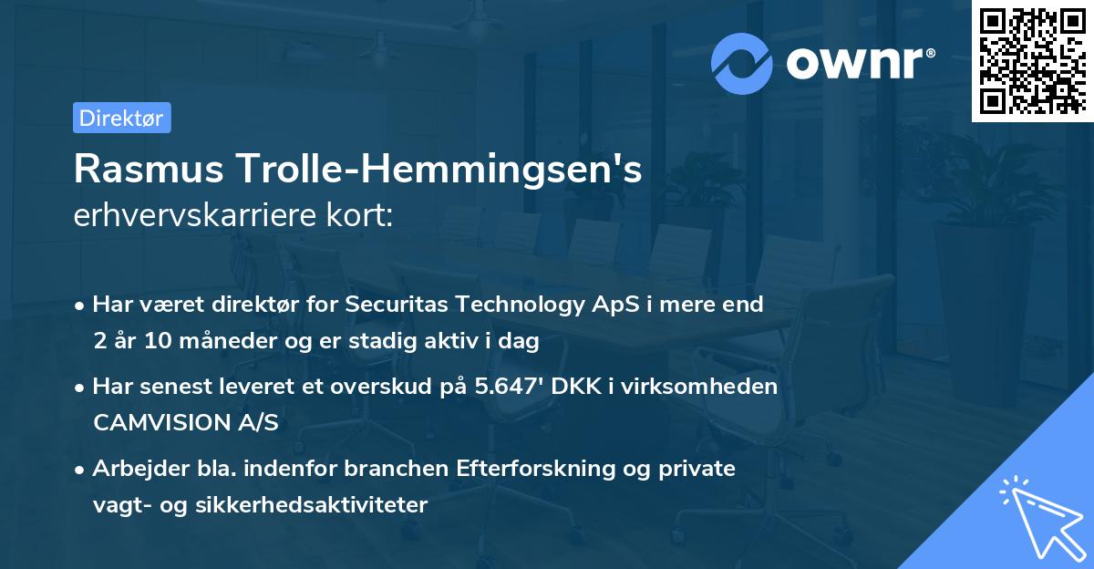 Rasmus Trolle-Hemmingsen's erhvervskarriere kort