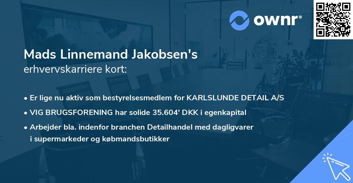Mads Linnemand Jakobsen's erhvervskarriere kort