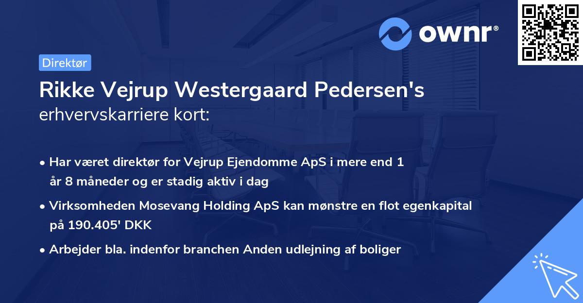 Rikke Vejrup Westergaard Pedersen's erhvervskarriere kort