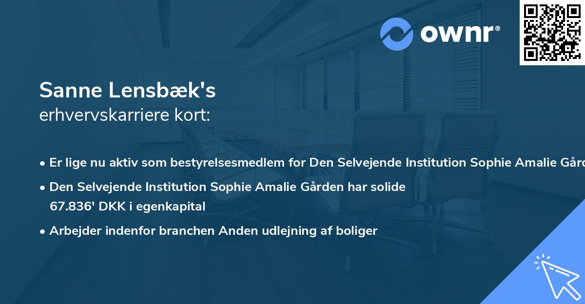 Sanne Lensbæk's erhvervskarriere kort