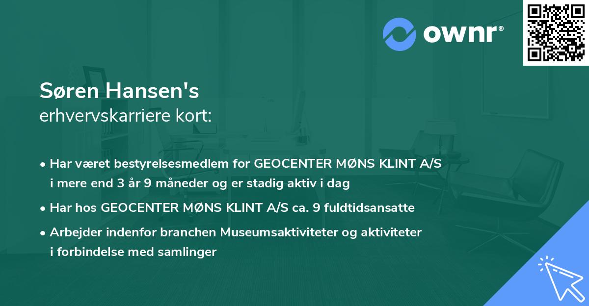 Søren Hansen's erhvervskarriere kort