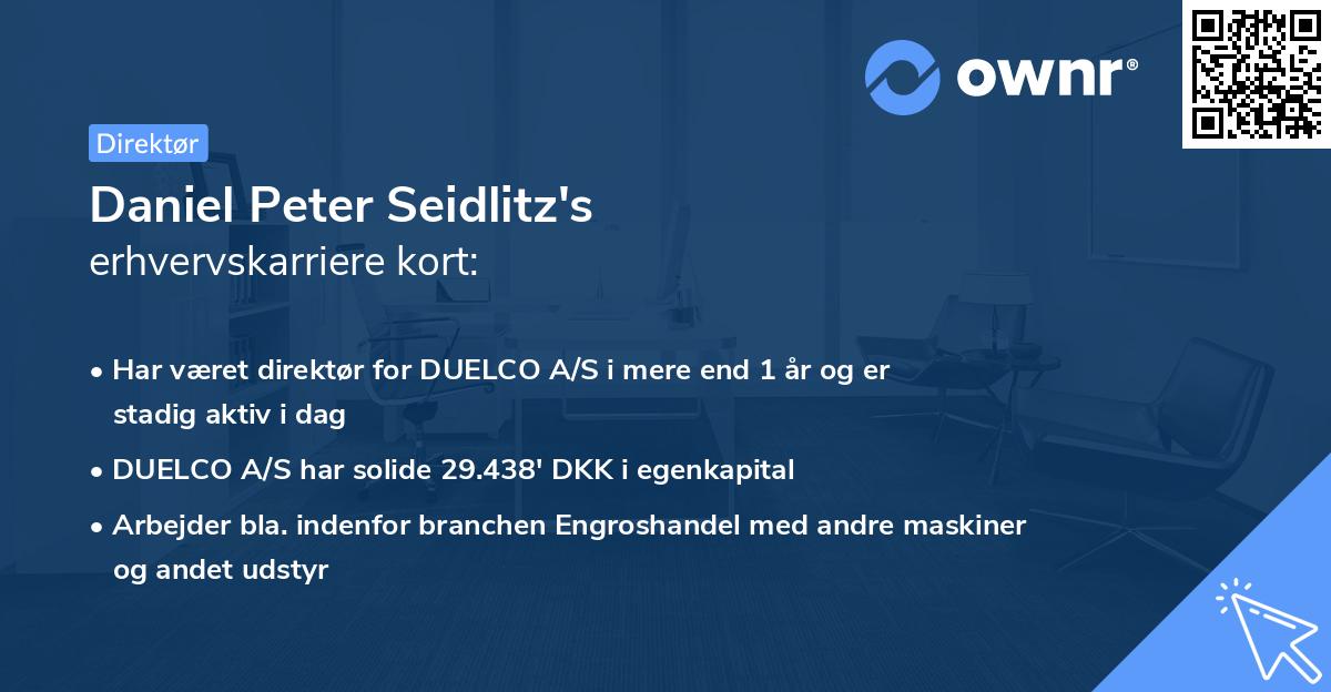 Daniel Peter Seidlitz's erhvervskarriere kort