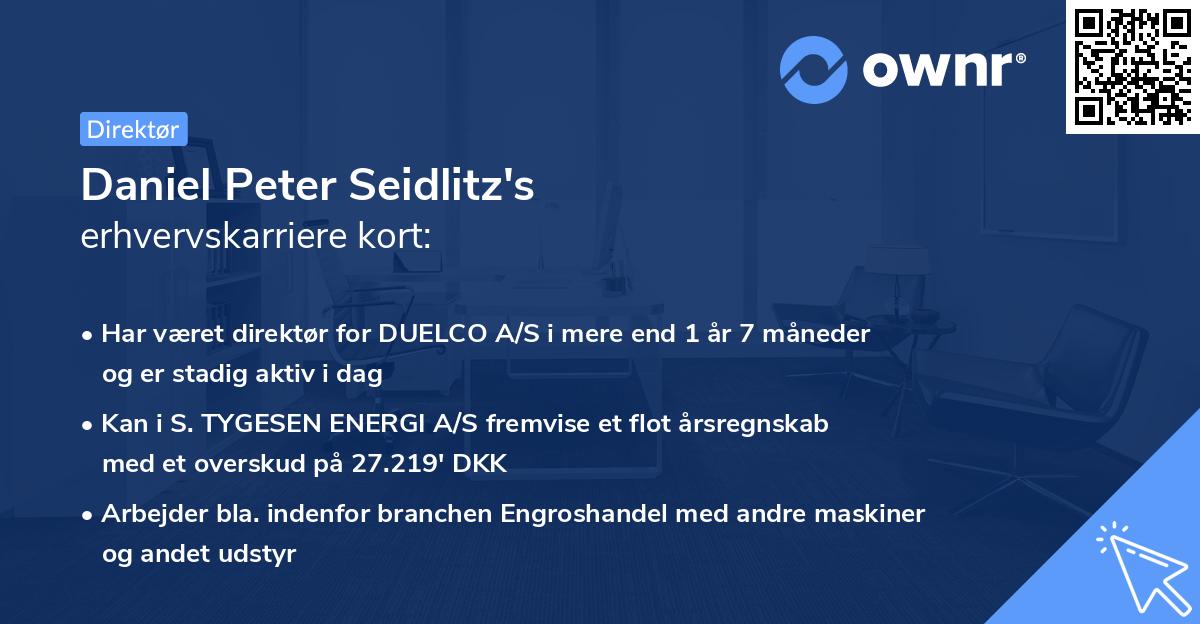Daniel Peter Seidlitz's erhvervskarriere kort