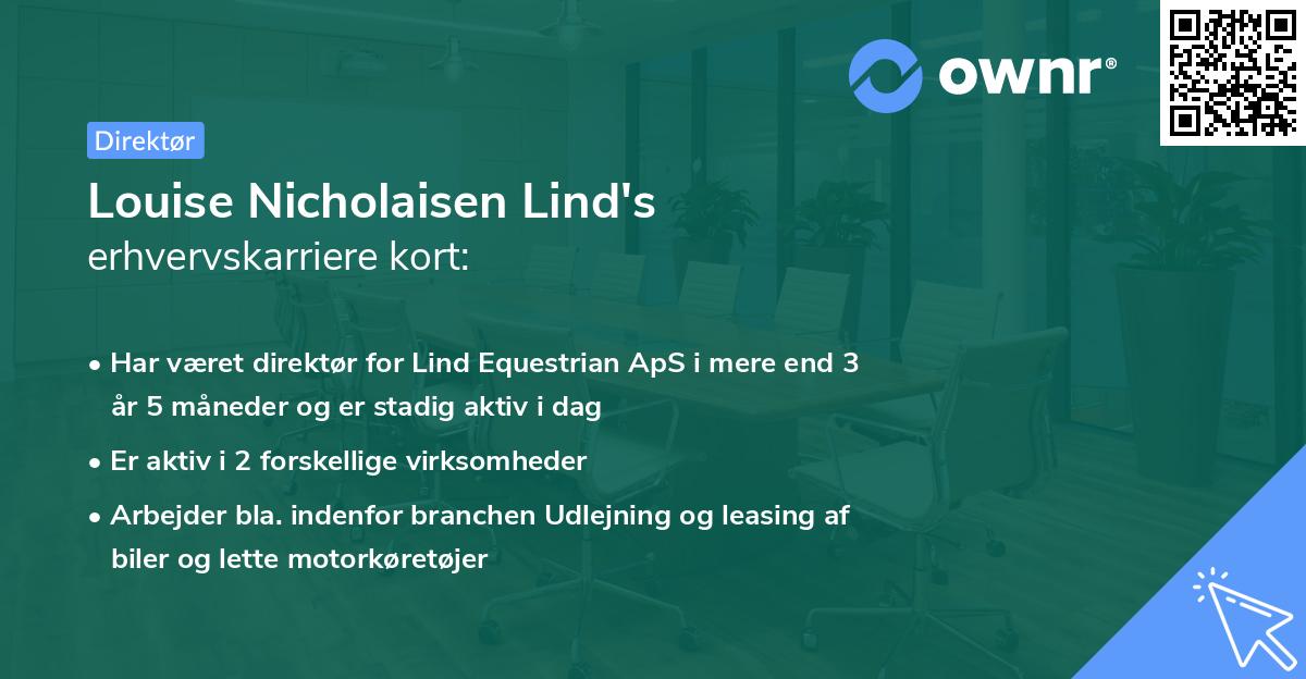Louise Nicholaisen Lind's erhvervskarriere kort