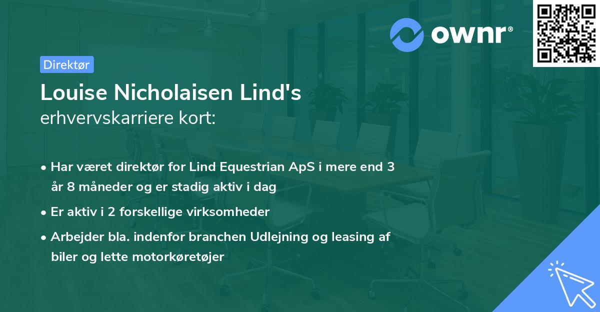 Louise Nicholaisen Lind's erhvervskarriere kort