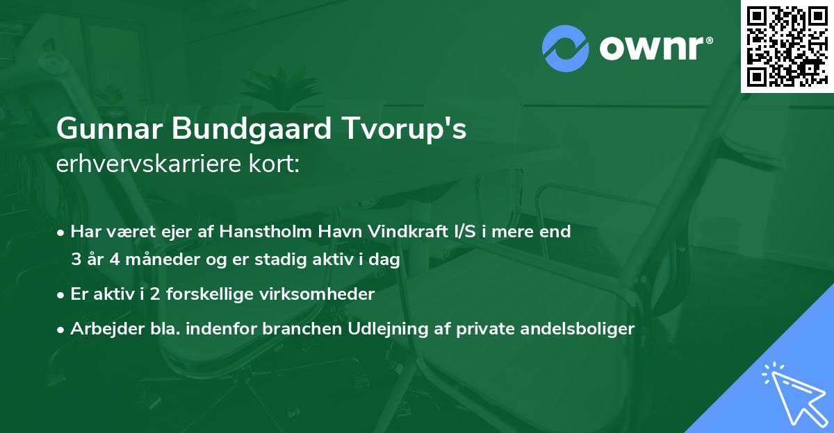 Gunnar Bundgaard Tvorup's erhvervskarriere kort