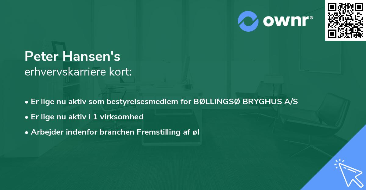 Peter Hansen's erhvervskarriere kort